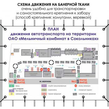 Схема движения автотранспорта (1500х1000 мм, баннерная ткань)